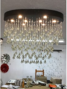 Candil Ovalado Gotas Cristal 